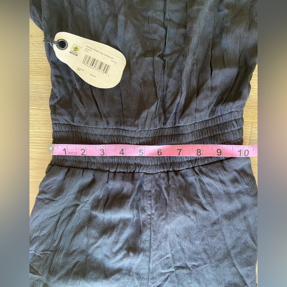 NWT Prana Fernie Wide Leg Black Beachy Crepey Cover Up Jumpsuit Womens Size S - Picture 9 of 13